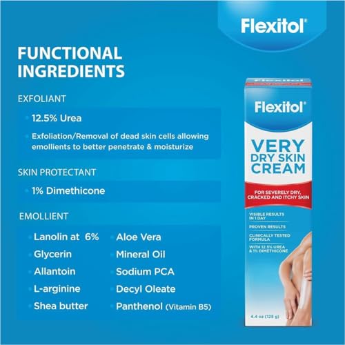 Flexitol Very Dry Skin Cream,Rich Moisturizing Body Cream with Urea, 4.4 Ounce Tube