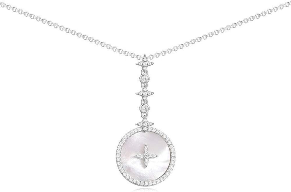 COLLECTION PALACE Silver Star Necklace With Mother Of Pearl AC3965XNA