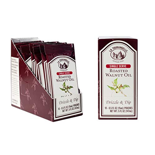 La Tourangelle Roasted Walnut Oil Pouches, 0.5 fl. oz., 3-Carton Pack (30 pouches), Convenient Single Serve, Travel Size Oil Packets for On-the-Go, 30 Count