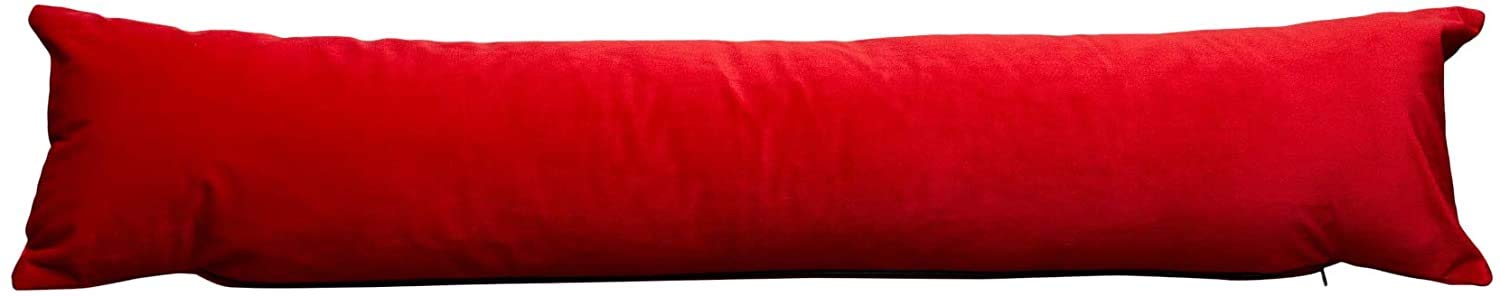 Prime Lines UK Hollowfibre Draught Excluder Stopper Cushion - Heavy Door Stopper Cushion For Bottom Door/Window - Guard Insulator - 90x18cm (Red)