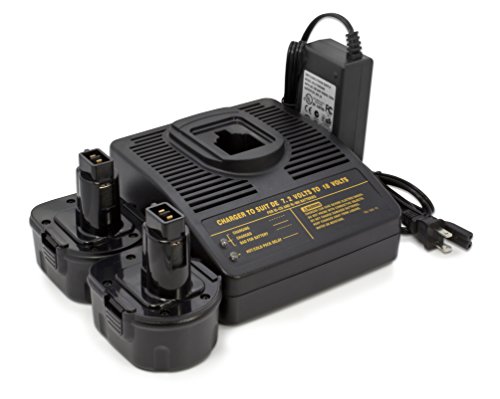 ExpertPower 12v 3000mAh (3.0 AH) NiMh Battery for Dewalt DW9072 DW9071 DC9071 DE9037 DE9071 DE9072 DE9074 DE9075 152250-27 397745-01 Battery Pack (2 Batteries + 1 Charger)