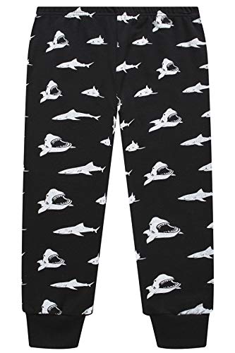 Little Boys Pajamas Set for Toddler Cotton Clothes 4-Pieces Dinosaur Shark 2T Sleepwear Kids Casual Long Sleeve Pjs Set (GlassSharkDinosaur,2T)