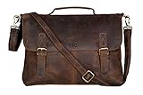 Handolederco Vintage Buffalo Leather Messenger Satchel Laptop Briefcase Men's Bag Crazy Vintage Leather Messenger Briefcase Bag