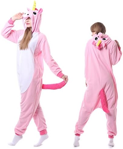 Animal Onesies Adult Pajamas Unicorn Cosplay Costume Unisex Cartoon Sleepwear Kigurumi Nightclothes Homewear Halloween Gift (Medium, Pink)