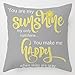 DUSEN Decorative Cute Throw Pillow Covers for Couch, Sofa, or Bed Set of 4 18 x 18 inch Quote Words and Bird Sunshine Flower Cusion Cover (Grey Bird Sunshine Flower)