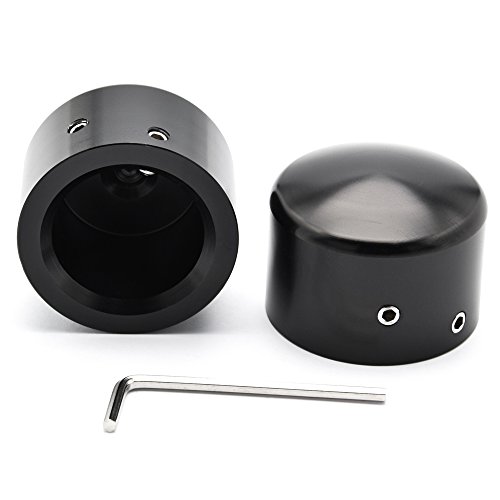 Amazicha Black Front Axle Nut Cover Caps for Harley Street Glides Road Kings Sportster XL 883 1200 - Thumbnail 2