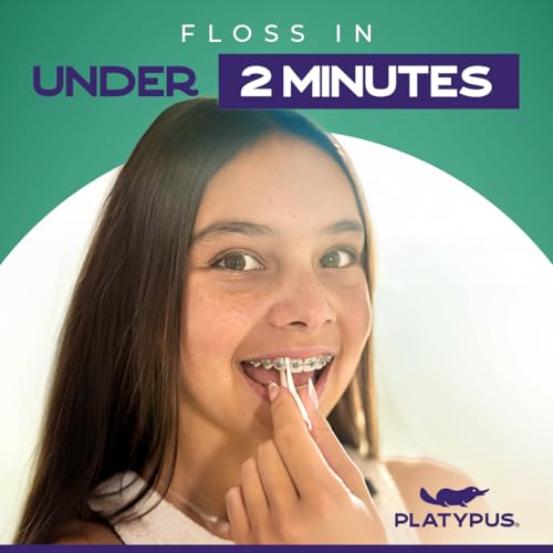 Platypus Orthodontic Flossers - Fights Bad Breath - Picks for Braces, Fits Under Arch Wire, Will Not Cause Damage - Vegan and Biodegradable - Unflavored and Shred Resistant - 30 Count