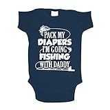 Pack My Diapers I'm Going Fishing With Daddy Baby One Piece 6 mo Navy Blue