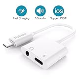 Dongle 7 Adapter Headphone Jack Adapter Charge and Listen No Calling and Music Control Compatible with IOS10.3 and IOS11 (White)