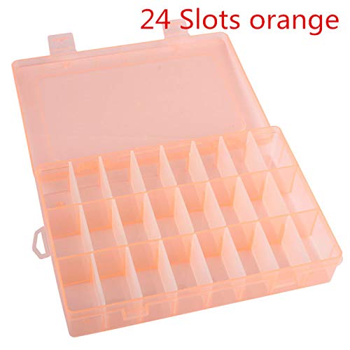 Fan-Ling 1pcs Adjustable 24 Compartment Plastic Storage Box,Jewelry Earring Case Organizer,Jewelry Beads Pills Nail Art Tips Storage Box,Plastic Storage Containers Holder, Portable&Durable (A) - Thumbnail 3