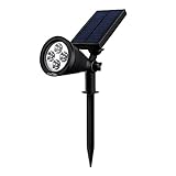 Litom Solar Spotlights, 4 LED Outdoor Landscape Lights 90°Adjustable Waterproof Security Lighting, 2-in-1 Auto On/ Off Wall Lights for Lawn, Flag, Yard, Driveway, Garden