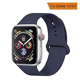YANCH Compatible with for Apple Watch Band 38mm 40mm, Soft Silicone Sport Band Replacement Wrist Strap Compatible with for iWatch Nike+,Sport,Edition,S/M,Midnight Blue
