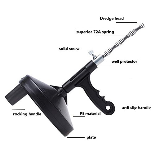 Augers Plumbing Snake Pipe Cleaner Cleaning Clog Sink Plumbing 1/4" x 13' Spring Cable(Black) #81226