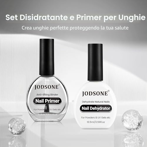 JODSONE Nail Prep Primer – 2 Pieces 16.5 ml Semi-Permanent Nail Primer and Dehydrated Natural Nail Prep Set, Ideal for Art Design at Home, Long-Lasting Gift