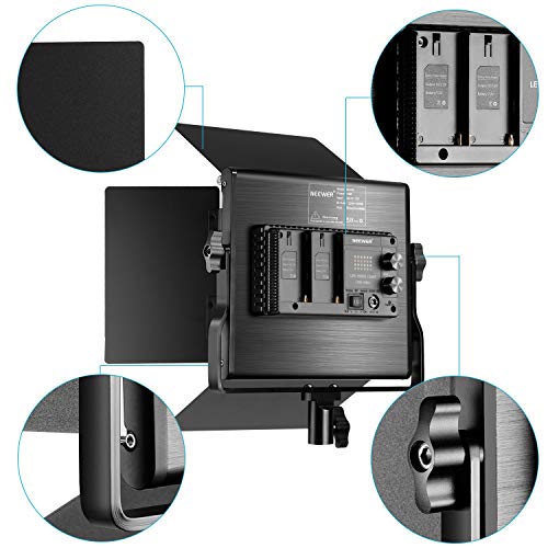 NEEWER Professionelle Metall Bi Color LED Videoleuchten, Videolicht für Studio YouTube, langlebig Metallrahmen, dimmbare 660 Perlen, Fotolicht mit U Halterung und Barndoor, 3200-5600K CRI96+ – Bild 6