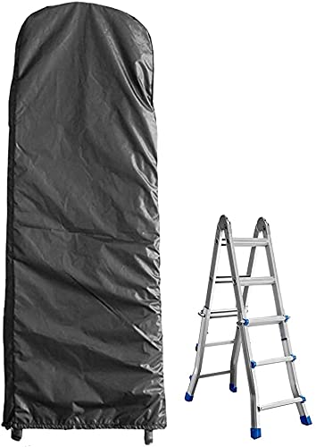 COOSOO Folding Ladder Cover Waterproof Dustproof Ladder Protective Case Polyester Fabric with Drawstring for Folding Ladder Step Ladders Indoor Outdoor Patio Household Multiple Uses Black 50x6.5x124cm