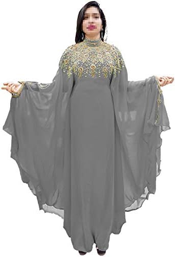 African Boutique Dubai Kaftan Abaya Jalabiya Maxi Gown Hand Work Golden Beaded African Dress
