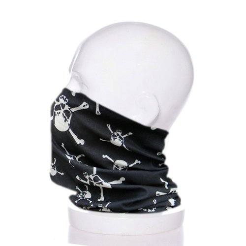 Shells® 2Pack Black Skull Pattern Polyester Microfiber Outdoor Sport Magic Multifunction No Seam Headscarf Headwear Face Mask Neck Warmer For Motorcycle Bike Ski Outdoor activities - Thumbnail 5
