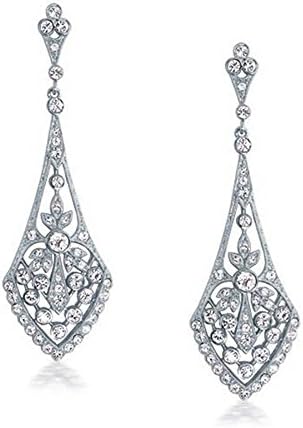 FiveStar Fabulous Xandra, Art Deco Style Leaves Crystal Bridal Chandelier Earrings (Standard)