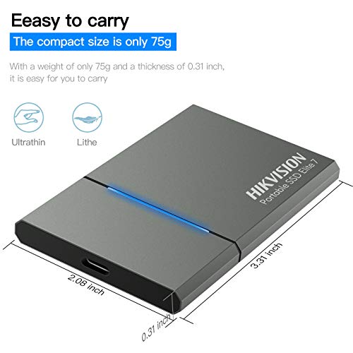 HIKVISION-Elite-7-Extreme-SSD-portatil-1TB-hasta-1060MBs-Velocidad-de-Lecturatecnologia-NVMe-USB-32-Gen2-USB-C-Unidad-de-Estado-solido-Externa-Gris