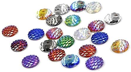 Sparkly Mermaid Scales Cabochons Resin Shining Fish Skin, Beads Arts Craft Jewelry Supply, Round Flat Back, 12mm, 120Pcs(Mixed Color)