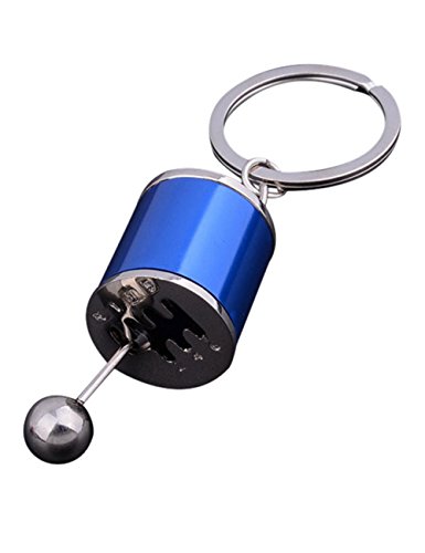 COOKI Creative Auto Part Model Gear Knob Gear Shift Gear Stick Manual Transmission Shift Lever Keychain Keyring Metal Key Chain Ring Keyrings Keyfob Gift (Blue)