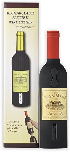 WINEMASTER Wine Bottle Electric Corkscrew with foil cutter and CUL/CSA certified adaptors (Red top, 600158)