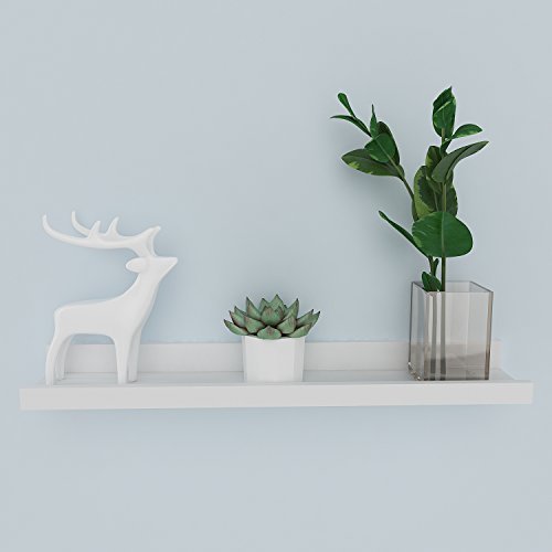 Anfan Wall Mounted Floating Ledge Shelf for Picture Frames Book Display in Bedroom, Living Room, Bathroom, Kitchen and Office (White,60CM)