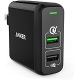 Anker Quick Charge 3.0 31.5W Dual USB Wall Charger, PowerPort 2 for Galaxy S7 / S6 / Edge / Plus, Note 5 / 4 and PowerIQ for iPhone X/8 /7 /6s / Plus, iPad Pro / Air 2 / mini, LG, Nexus, HTC and More