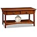 Leick Home 10055-RS Mission Coffee Table for Living Room, Two Drawers and Shelf, Made with Solid Wood, Russet Finish