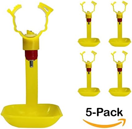 NEW - 5 Pack - Automatic Poultry Waterer Chicken Drinker Cups with PVC Mount - Watering System for Backyard Flock - Mounting Hardware Built Into Product