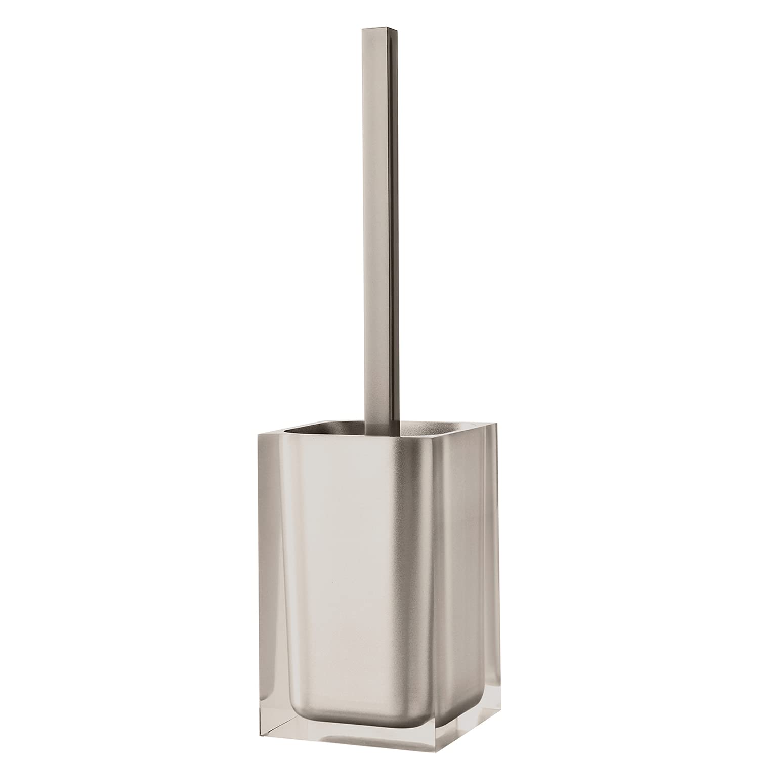 Gedy Auckland Toilet Brush Light Taupe, Dimensions and Weight: 37.5 x 9.8 x 9.8 cm & 0.85 kg, Made Transparent Resin, Toilet Brush Design by R&D, Handmade, 2 Year Warranty