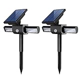 InnoGear 360° USB Solar Lights with Dual Head Waterproof Outdoor Landscape Lighting Garden Light, Pack of 2