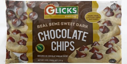 GLICKS SEMI-SWEET DARK CHOCOLATE CHIPS 9 OZ