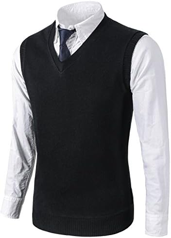 Mens Casual Slim Fit Knit Vest Sweater