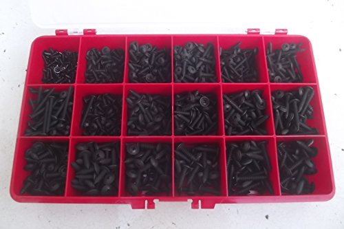 1000 Assorted Pozi Flange Head Self Tapping Screws | BS 4174 | No.4,No.6,No.8 & No.10 | Black Oxide Plated Steel