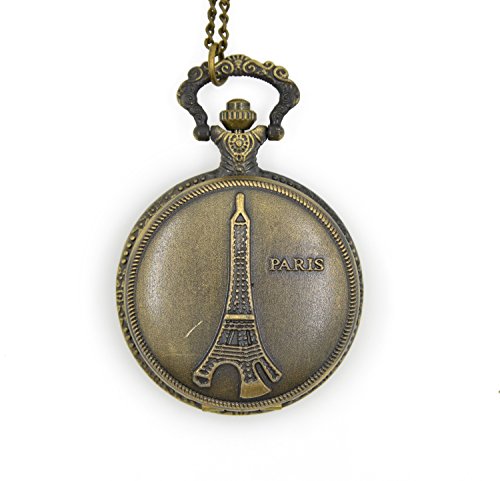 CHOP MALL® Metal Vintage Bronze Paris Eiffel Tower Pendant Necklace Watch