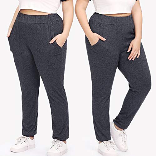 CCatyam Plus Size Pants for Women, Trouser High Waist Leggings Solid Pocket Sexy Loose Casual Fashion Gray - Thumbnail 2