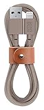 Native Union BELT Cable - 4ft Ultra-Strong Reinforced [Apple MFi Certified] iPhone / iPad Lightning to USB Charging Cable with Leather Strap (Taupe)