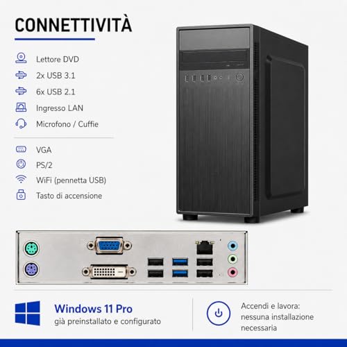 Desktop PC New • Intel Core i5 CPU • 8GB RAM DDR3 • 128GB SSD • Windows 11 Pro • WiFi • Office 365 • Ready to Use • USB 3.0 • Professional PC for Office, Home, School
