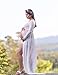 Saslax Maternity Split Front Sheer Chiffon Maternity Gown Maxi Bridesmaid Dress for Photos Shoot White XL