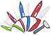 Surpahs YQCKS-1505 5 Piece Ceramic Knife Set with Sheath Sleeve & Peeler, Assorted/White