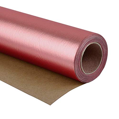 RUSPEPA Wrapping Paper Roll - Premium Eco-Friendly Wood Grain Basics - Glossy Gold Rose for Birthday, Holiday, Wedding Gift Wrap - 76 cm x 5 m