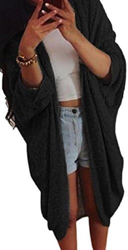 OVERMAL Womens Casual Oversized Knit Sleeve Sweater Coat (M, Black)