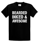Comical Shirt Men's Bearded Inked & Awesome Cute Tatoo Lover Black L