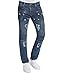 Trillnation Mens Slim FIt Distressed Moto Zipper Cargo Jeans