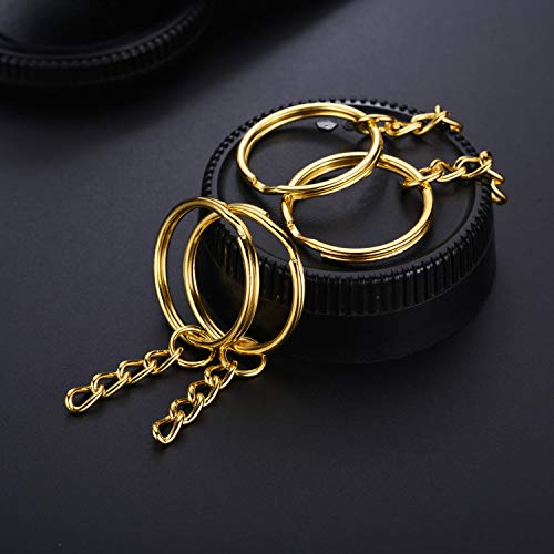 JEWMAY 100Pcs Split Key Chain Rings with Chain and Jump Rings Bulk for Crafts Supplies 1 Inch - Gold Color - Thumbnail 5
