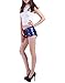 HDE Women's Red and Blue Metallic Sequin Booty Shorts for Harley Misfit Halloween Costume