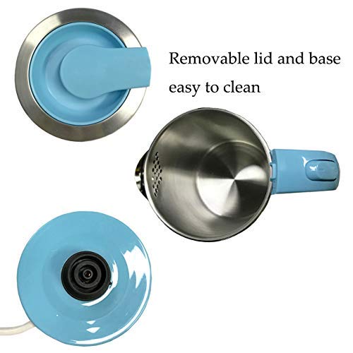 Portable Electric Kettle - 0.5L Mini Stainless Steel Travel Kettle - Water Touch Inner Surface without Plastic & Cool Touch Outer Surface (Blue) - Thumbnail 6