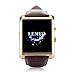 LEMFO Bluetooth Leather Smart Watch with Camera IPS Screen 360mAh Battery Waterproof for IOS iPhone Android Smartphone (Gold)
